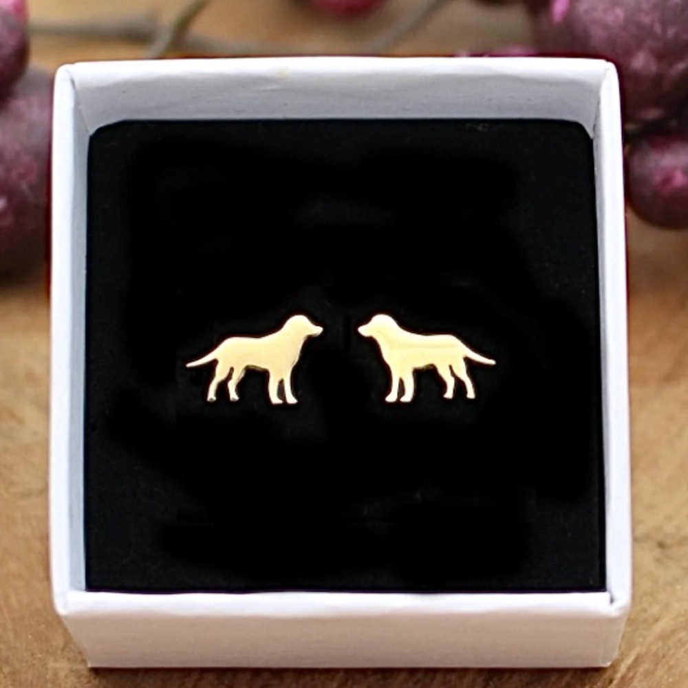 NEW Dainty Dog stud Earrings Gold color - Boutique